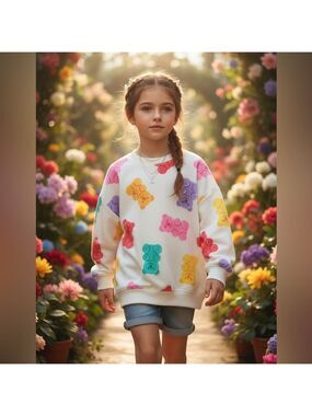 Way to Celebrate Toddler Girls Sweatshirt Ivory 4T Crewneck